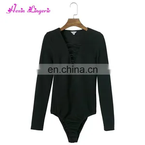 Top Selling Autumn Black Knitting Sexy Romper Custom Bandage Jumpsuits thumbnail-1