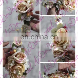 Aidocrystal Champagne Wedding Party Hair Clips for Hair Headpiece Bridal Flower Hair Accessories for Ladies thumbnail-2
