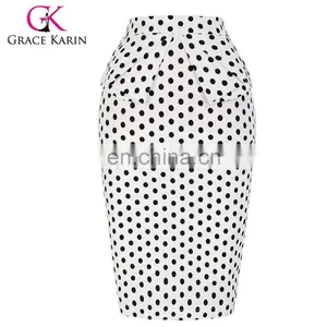 Grace Karin Occident Women's Hips-Wrapped Vintage Retro Cotton Polka Dots Skirt CL008928-9 thumbnail-1