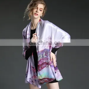 Digital Printing Pure Silk Satin Scarf Chinese Style thumbnail-2