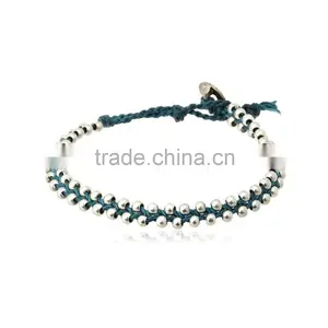 Black String Woven Bracelet With Alloy Metal Bar thumbnail-6