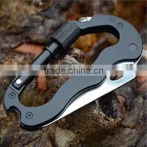 Multi Function Hiking Survival Rock Climbing Gear Knife Carabiner Tool thumbnail-1