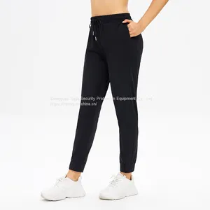 In Stock Womens High Waist Drawstring Blank Sweat Pants Jogger Pants With Pocket Yoga Leggings Wholesale thumbnail-2