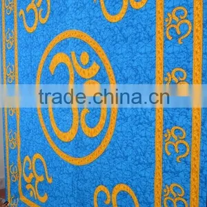 Indian Tapestry Cotton OM Print Blue Wall Hanging Tapestries Throw Mandala Print thumbnail-5