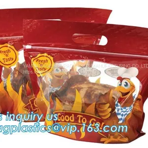 Barrier, Moisture Proof, Kraft Rotisserie Chicken Bags Hot Meal Packaging Deli Bag With Resealable Zipper Lock thumbnail-3