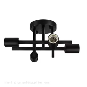 Industrial 4 Light Ceiling Fixture Farmhouse Lighting Matte Black Sputnik Pendant for Kitchen Bedroom Living Room Entrance thumbnail-1