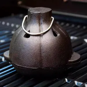 Cast Iron Garlic Roaster Thickened BBQ Roasted Garlic Orange Chestnut Pot Outdoor Barbecue Uncoated Iron Stew Pot thumbnail-3