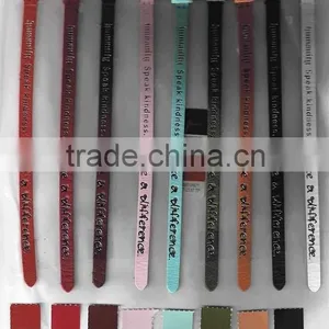 Custom Made Genuine Leather Wristbands With Hot Press English Texts thumbnail-1