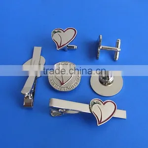 Saudi Arabia Red Heart Emblem Metal Lapel Pins, Metallic Tie Clips and Cufflinks thumbnail-1