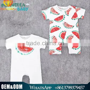 New High Quality Plain Baby Romper Watermelon Printed Short Sleeve Summer Baby Romper Toddlers Romper Suit thumbnail-1