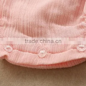 2016 Summer Baby Infant Children's Clothing Baby Girl Clothes Sling Pure Color Jmpsuit Ruffle Cotton Rompers thumbnail-4