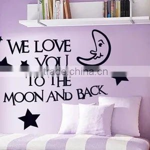 2016 We Love You To The Moon And Back Vinyl Wall Decal Sticker Decor Baby Boy Girl Nursery Bedroom Wholesale thumbnail-3