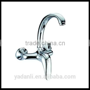 Polished Chrome Goose Neck Single Handle Two Holes Wall-mounted Kitchen Faucet 3067 thumbnail-1