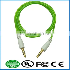 AUX Cable Fluorescent Green Gold Plated Audio I/O Wire Stereo Panel Mount Cable for PC, Car Audio, Audio Equipment thumbnail-1