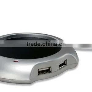 Silver 4 Port 2.0 Usb Hub Cup Warmer Pad for Desk Electronic Items thumbnail-1