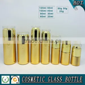 Gold Electropalting Glass Cosmetic Pump Bottle and Skin Care Cream Jar thumbnail-2