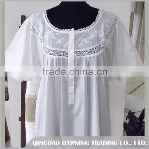 Good Supplier White Cotton Dressing Gown Night Dress thumbnail-3