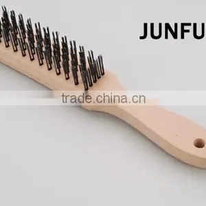 Different Rows Wooden Handle Black Steel Wire Brush thumbnail-5