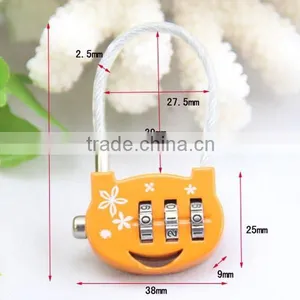Hot Sale 3 Digit Resettable Luggage Lock, Combination Padlock, Cable Lock CH-011 thumbnail-2