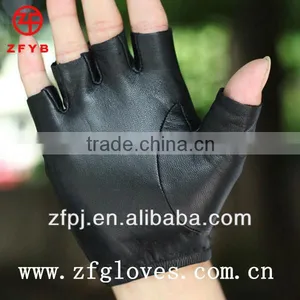 Ladies Driving Half Finger Leather Gloves thumbnail-1