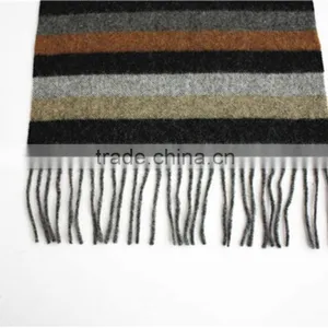 Colorful Stripe Pure Wool Scarf With Fringe thumbnail-5