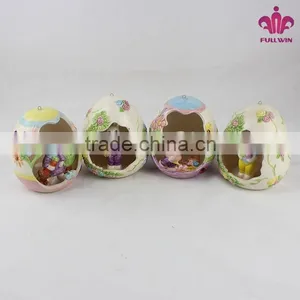 Ceramic Cute Egg House With Bunny for Easter Hanging Decoration thumbnail-1