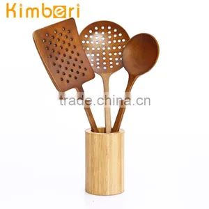 High Quality Acacia Wood Utensil Set With Wooden Holder thumbnail-1