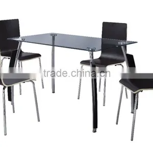 1+4 Wooden&glass Material Dining Table Set thumbnail-1