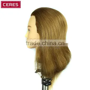 Salon Natural Female 100% Human Hair Mannequin Doll Training Head Practice Head Wholesale thumbnail-3