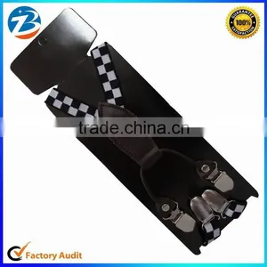 New Fashion Elastic Checker Design Kids Suspenders 4 Clips thumbnail-5