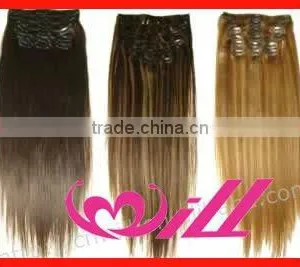Pretty 24 Inch Clip In Human Hair Extensions Brazilian Hair Silky Straight Hair thumbnail-1