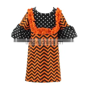Little Girls Clothing Baby Dress Polka Dot Ruffle Princess Dress Hot Sale 100% Cotton Fall Baby Girls Halloween Dress thumbnail-1