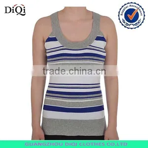 Womens Ladies Striped Sleeveless Round Neck Sweater Vest thumbnail-1