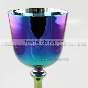Violet Titanium Quartz Crystal Singing Grail Bowl With Handle or Stand and Seven Color thumbnail-5