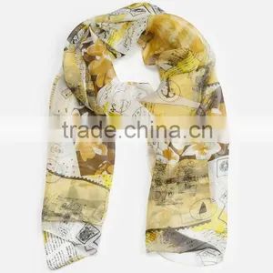 Screen Printed Lady 100% Silk Scarf Latest Design thumbnail-1