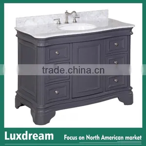 Dark Grey Matte Solid Wood Bathroom Vanity With 48" Bathroom Cabinet thumbnail-1