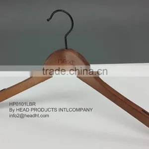 The HEAD Deep Color Curved Wooden Hanger Large Size High Quality Top Hanger for Wholesale thumbnail-3