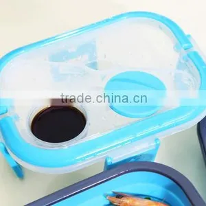 Portable 2 Layer Silicone Collapsible Lunch Box With Handle Food Carrier Container thumbnail-4