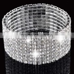 Hot Fashion 4/5/8 Rows Crystal Rhinestone Wedding Bridal Bracelet Bangle thumbnail-4