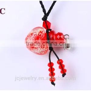 Murano Glass Heart Oil Diffuser Pendant Necklaces Wholesale thumbnail-2