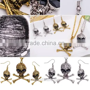 Hiphop Imitation Jewelry Halloween Necklace Punk Skull Pendant With Bone Statment Necklace Sweater Chain Yiwu Factory thumbnail-6