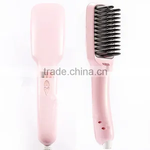 Hair Salon Equipment For Hair Care 2 In 1 PTC Heater Anion Hair Straightener Brush thumbnail-1