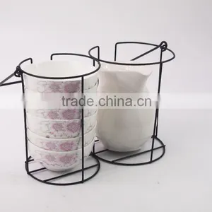 Set of Pitcher and 6pcs Bowl With Metal Rack,ceramic Bowl Set thumbnail-1