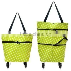 Folding Trolley From SanQi, Large Lightweight Shopping Trolley Foldable Wheel Luggage HandBag Cart With 2 Wheels Green thumbnail-1