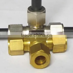 Threaded Type Brass or Stainless Steel SS T Connectors With Ferrule Set thumbnail-1