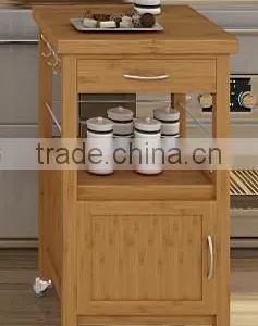 Natural Finish E1 MDF With Wine Rack Kitchen Trolley Cart thumbnail-1