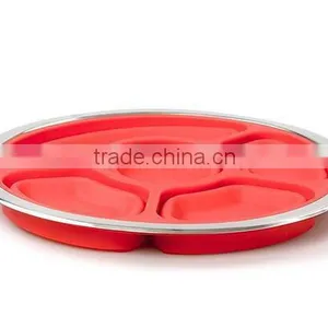 Silicone Collapsible Party Platter And Appetizer Server Tray With Lid thumbnail-2