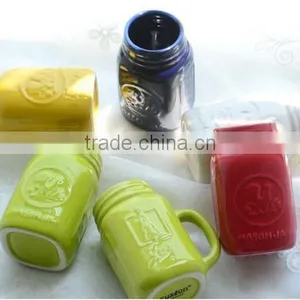11oz Ceramic Mason Jar Ceramic Jar ,ceramic Jar With Handle thumbnail-1