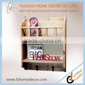Living Room Book Shelf With Sandal or Rustic Wood Color and Metal Hook for Wall Decoration thumbnail-1