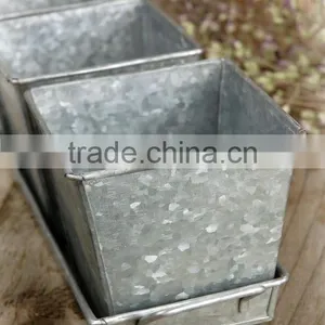 4 Piece Set Metal Garden Planters | Galvanized Tin Garden Planter thumbnail-3